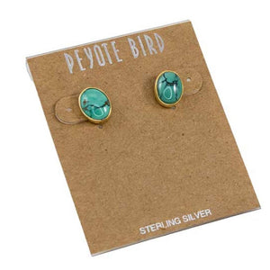 Gold Plated Medium Turquoise Stud Earrings WOMEN - Accessories - Jewelry - Earrings Peyote Bird Designs C  