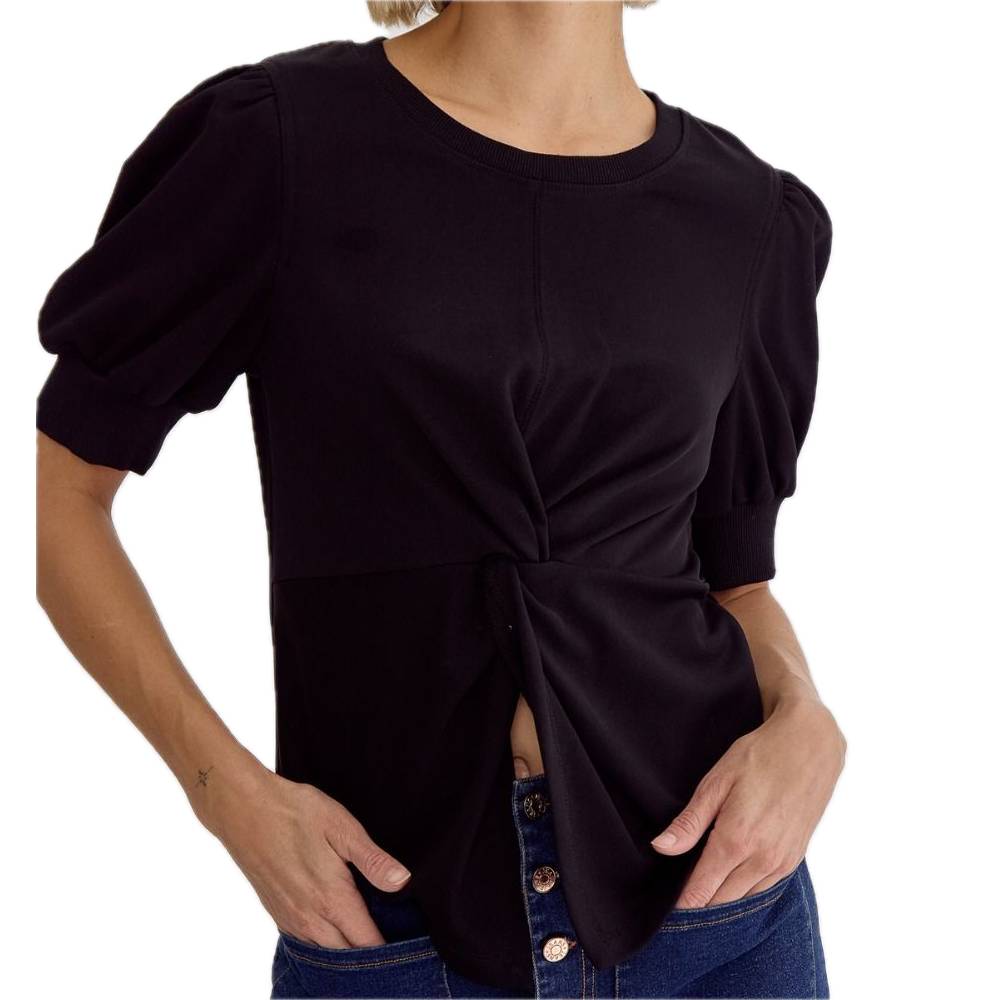 Puff Sleeve Twist Knot Top WOMEN - Clothing - Tops - Short Sleeved Entro   