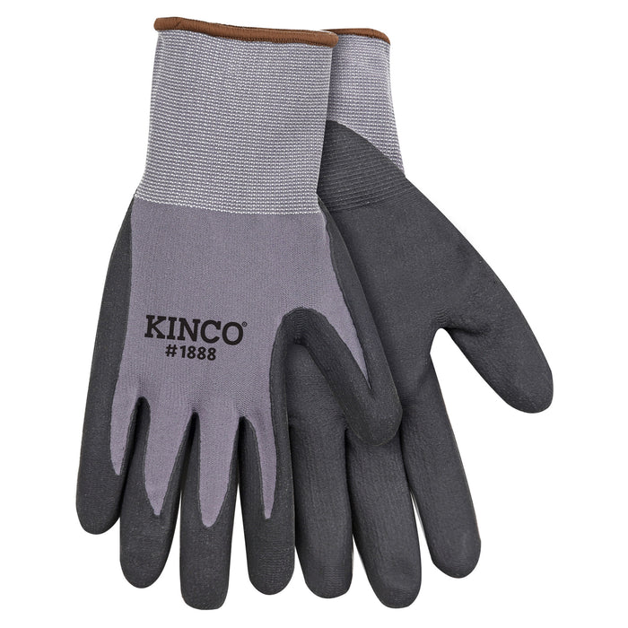 Kinco Gray Nylon-Spandex Knit CoolCoat Micro-Foam Nitrile Palm For the Rider - Gloves Kinco