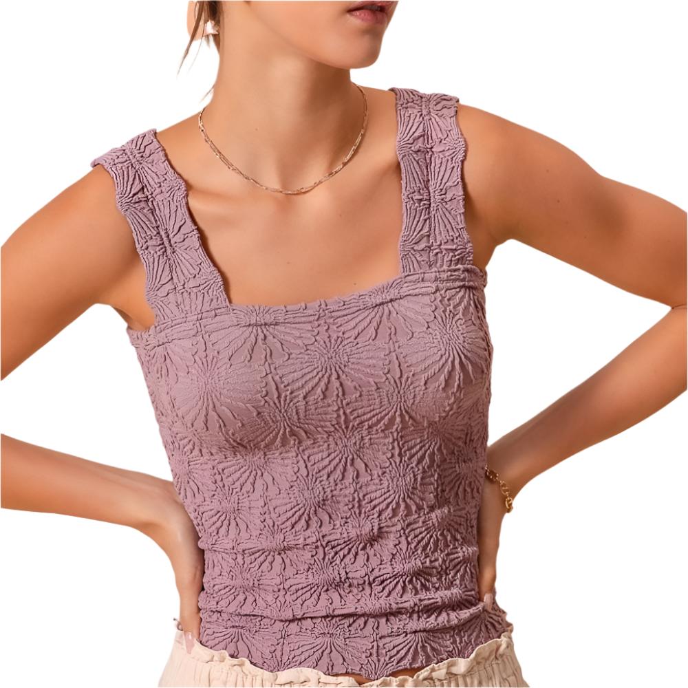 Floral Jacquard Seamless Tank Top WOMEN - Clothing - Tops - Sleeveless So Me   