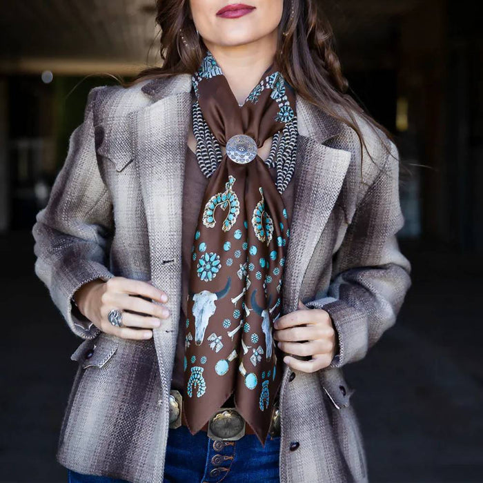 Fringe Scarves "Squash Blossomed" Long Wild Rag ACCESSORIES - Additional Accessories - Wild Rags & Scarves Fringe Scarves   