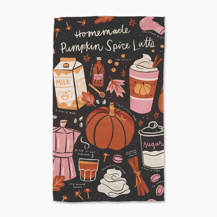 Geometry Pumpkin Spice Latte Tea Towel