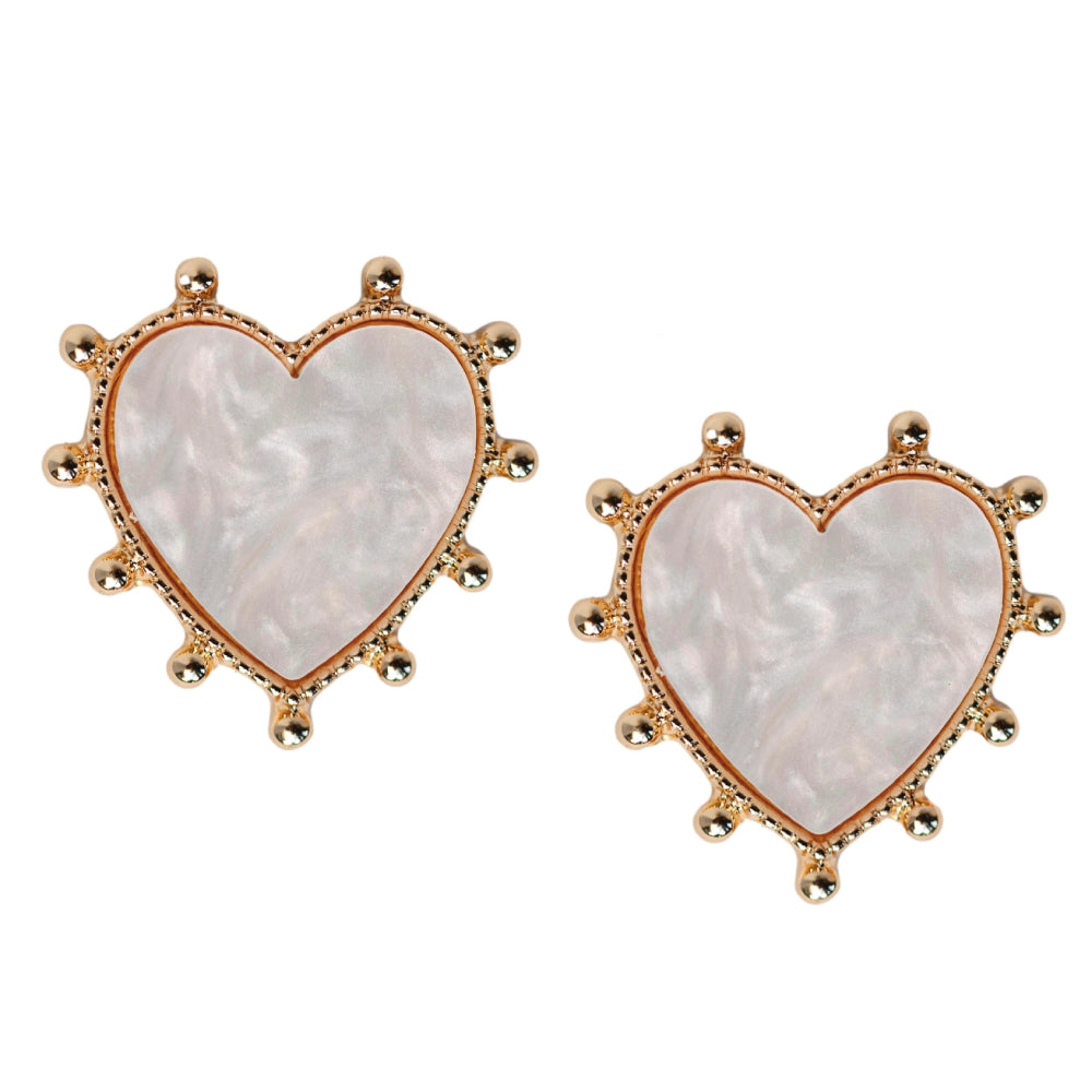 Gold Studded Pink Heart Earrings WOMEN - Accessories - Jewelry - Earrings St Armands Design of Sarasota   