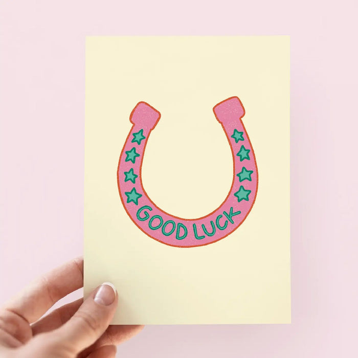 Good Luck Pink Horseshoe Card