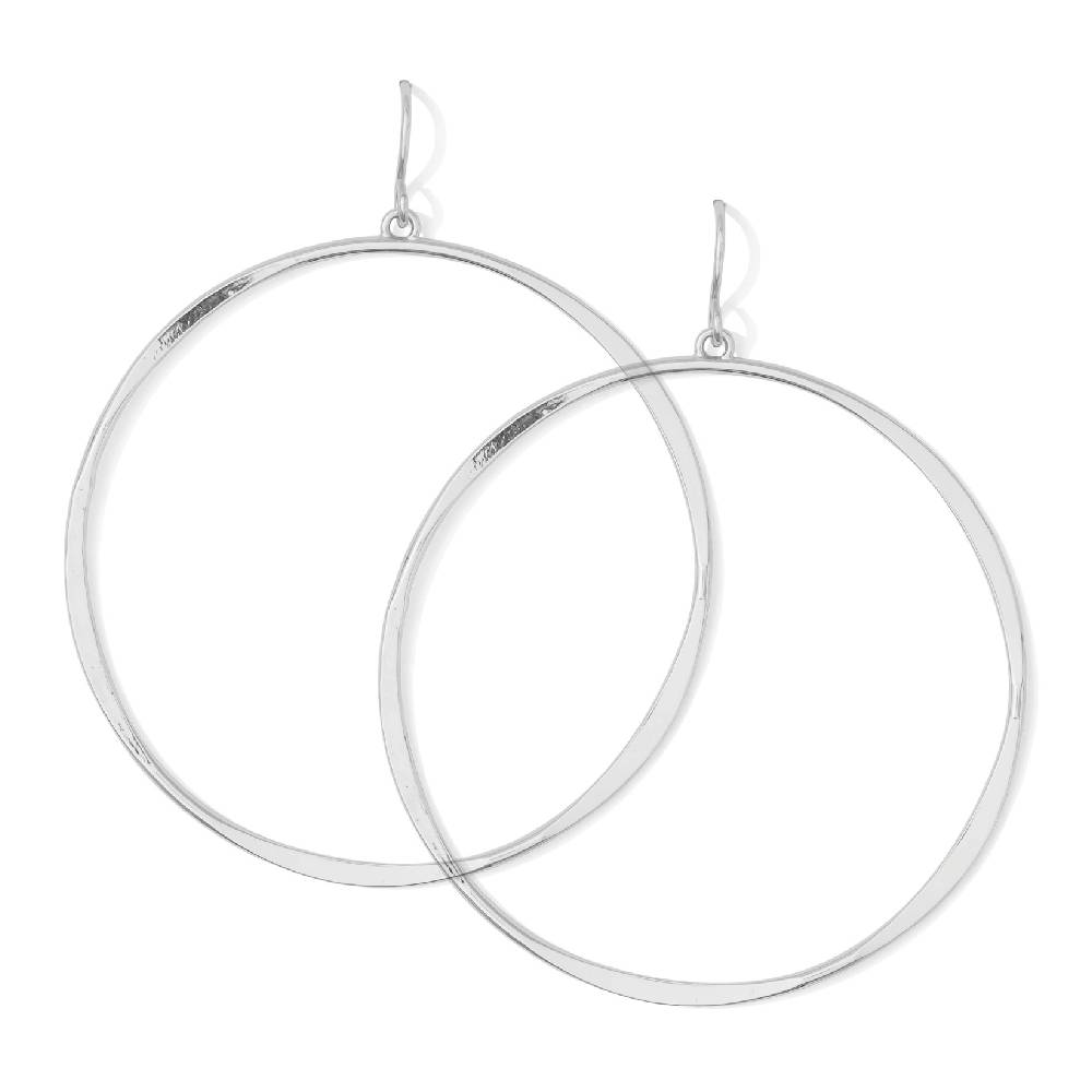 Silver Lightly Hammered Dangle Hoop Earring WOMEN - Accessories - Jewelry - Earrings Splendid Iris   