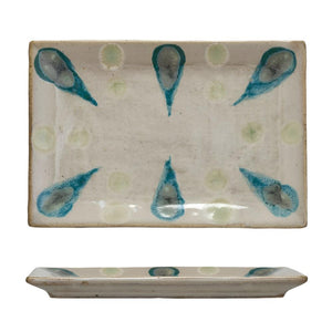 Hand-Painted Stoneware Platter HOME & GIFTS - Tabletop + Kitchen - Kitchen Decor Creative Co-Op   