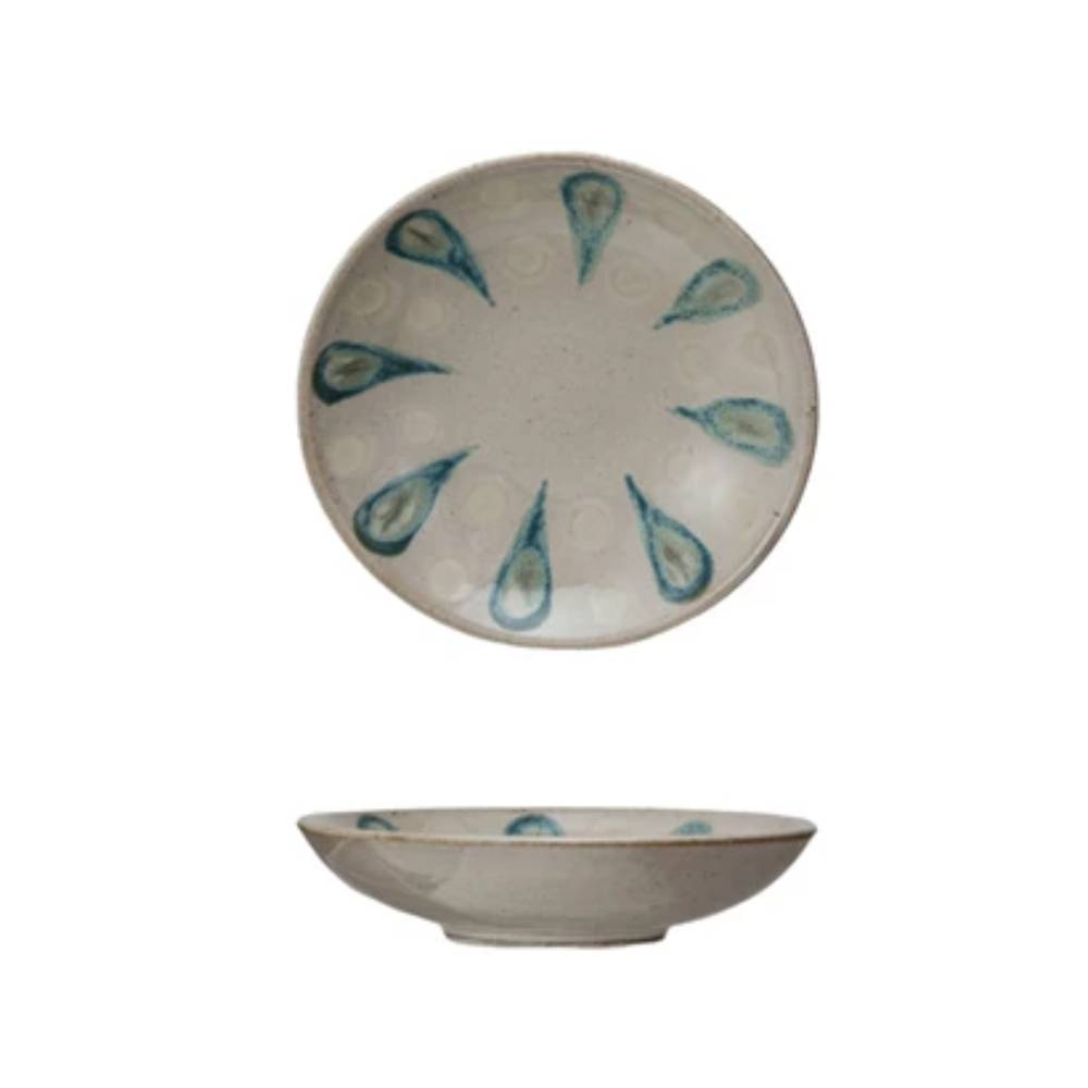 Hand-Painted Stoneware Low Bowl - Taupe HOME & GIFTS - Tabletop + Kitchen - Serveware & Utensils Creative Co-Op   