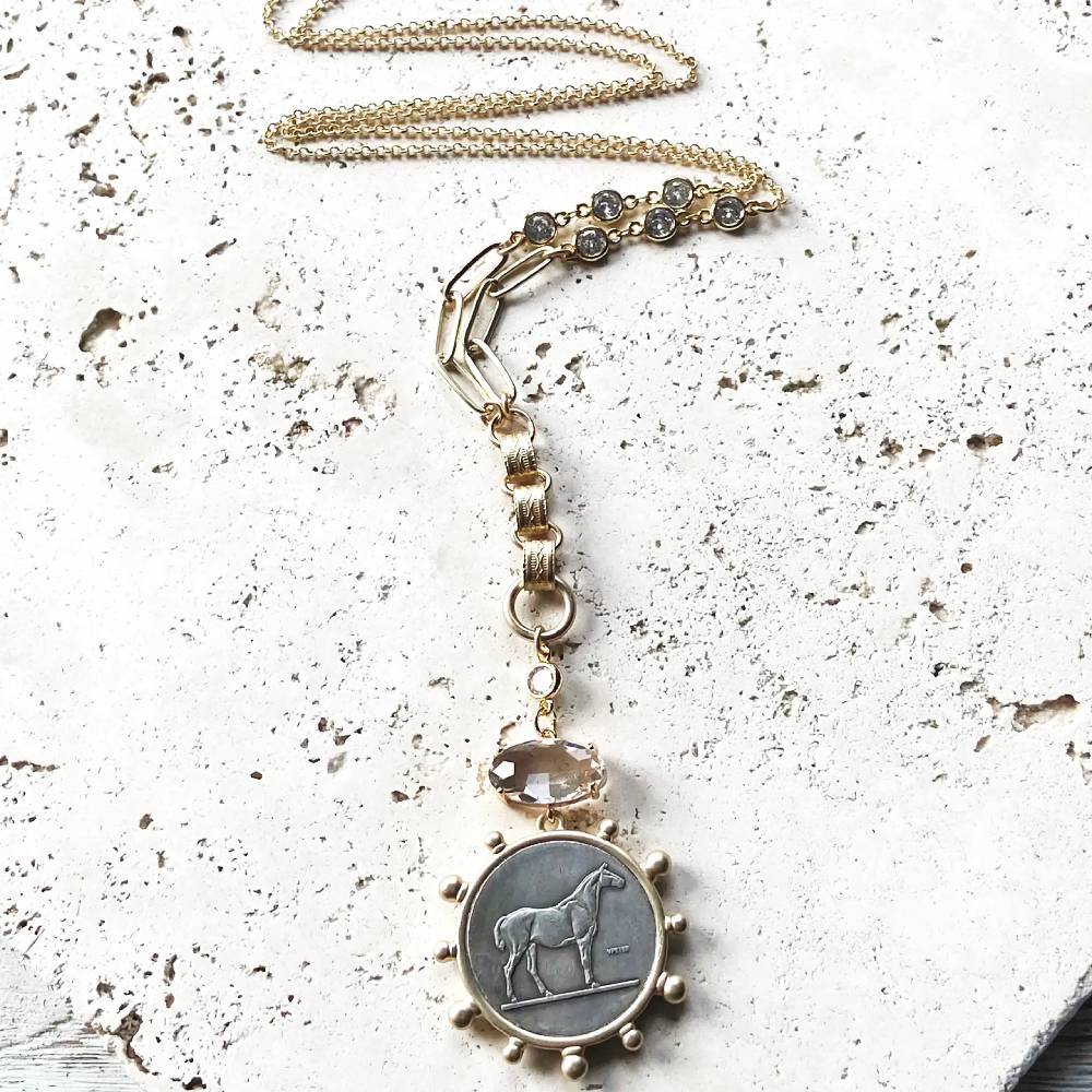 Horse Jewelry French Coin Necklace