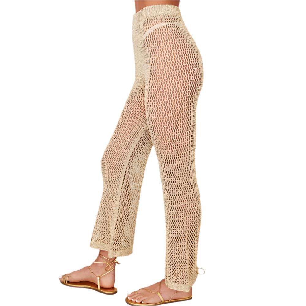 Italian Midi Rise * Italian Viscose Metallic Crochet Mid Rise Pant - FINAL SALE - Teskeys