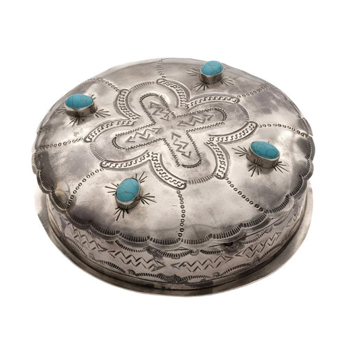J. Alexander Stamped Round Box HOME & GIFTS - Home Decor - Decorative Accents J. Alexander Rustic Silver   