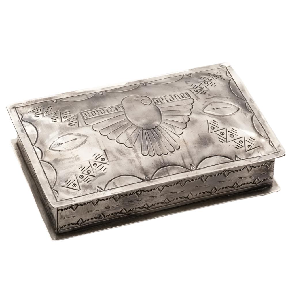 J. Alexander Stamped Thunderbird Box HOME & GIFTS - Home Decor - Decorative Accents J. Alexander Rustic Silver   