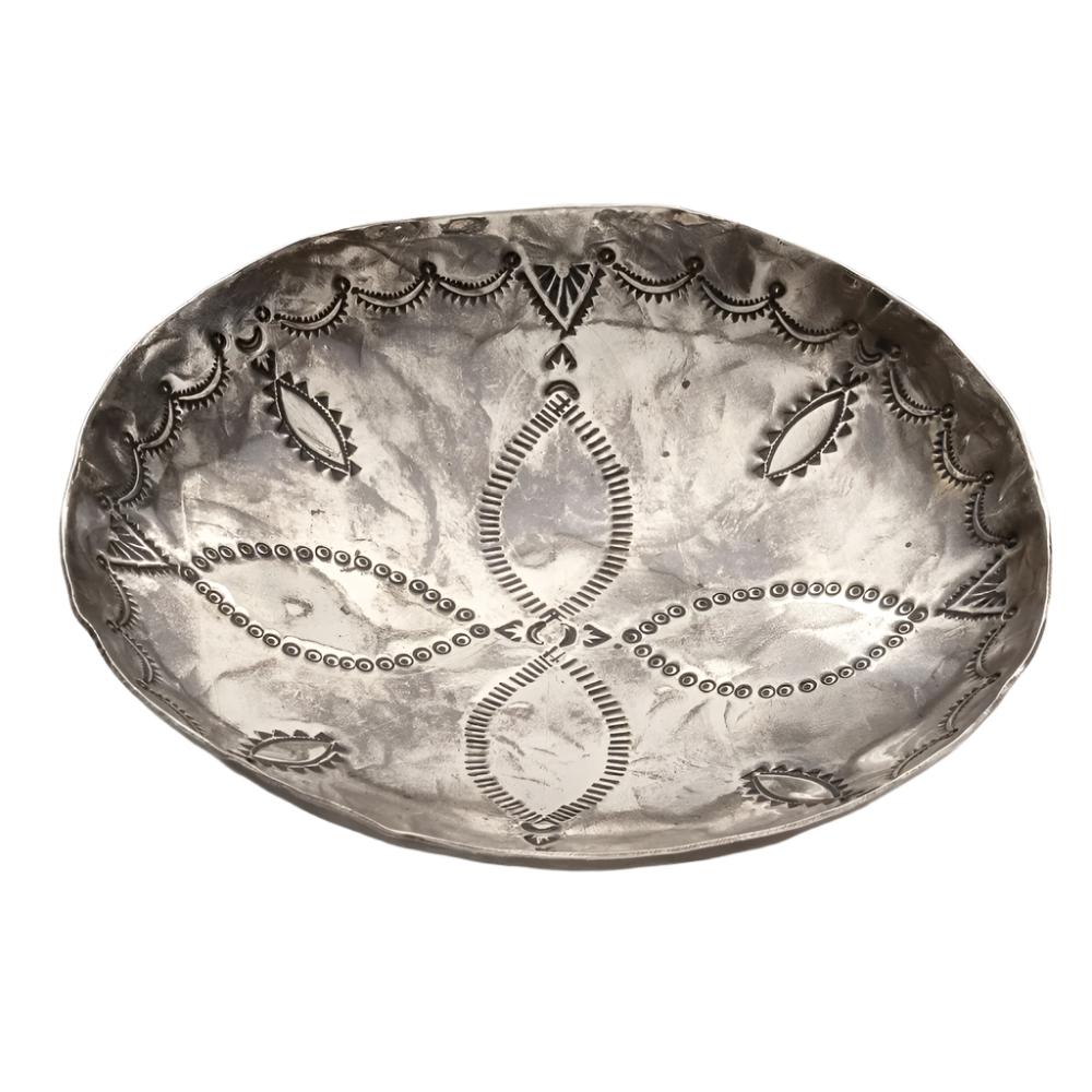 J. Alexander Small Stamped Round Dish HOME & GIFTS - Home Decor - Decorative Accents J. Alexander Rustic Silver   