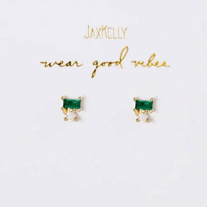 Double Stud Stack Emerald Earring WOMEN - Accessories - Jewelry - Earrings JaxKelly   