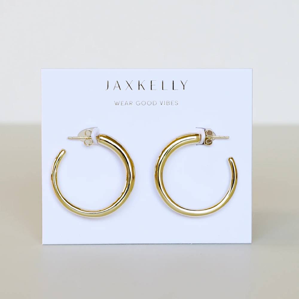 Everyday Gold Hoop Earring - Medium WOMEN - Accessories - Jewelry - Earrings JaxKelly   