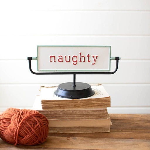 Naughty & Nice Enamel Flip Sign HOME & GIFTS - Home Decor - Seasonal Decor Kalalou   