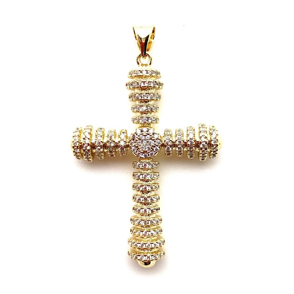 Karli Buxton Clear Stone Gold Cross Pendant WOMEN - Accessories - Jewelry - Pins & Pendants Karli Buxton   