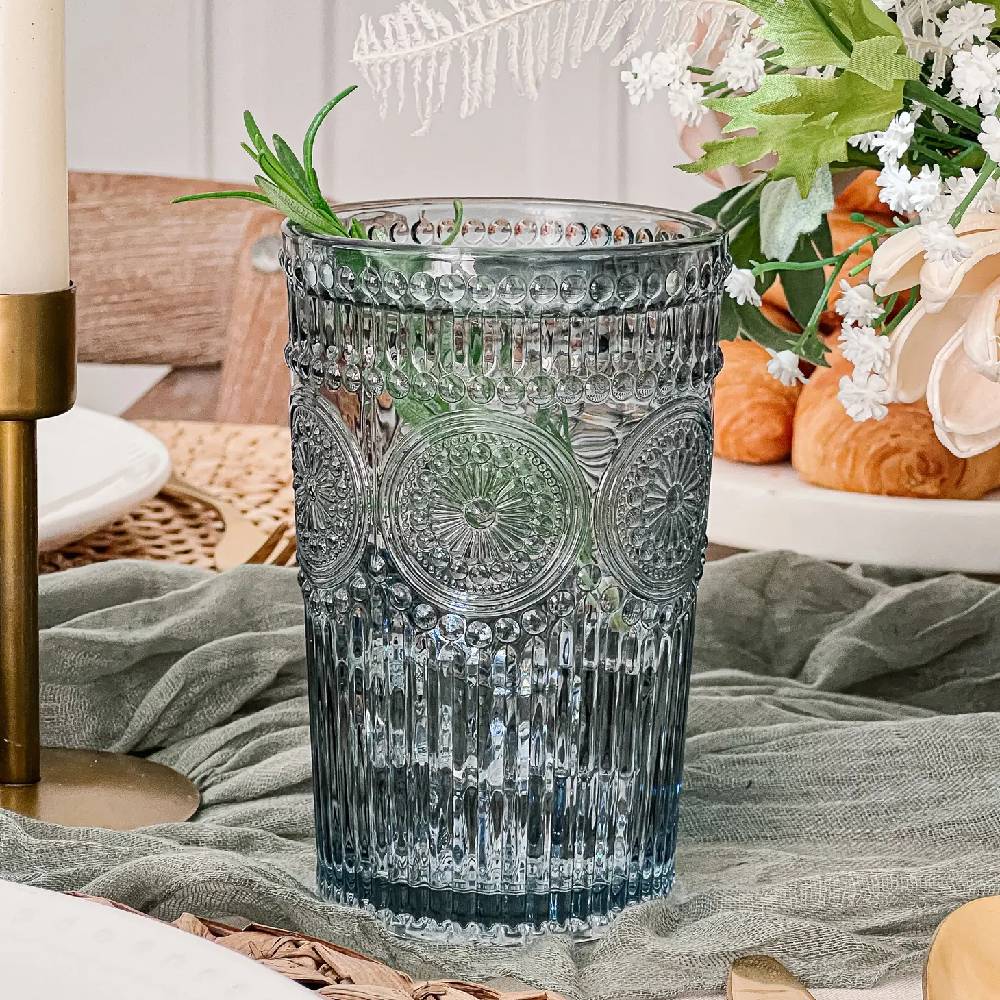 Vintage Textured Drinking Glass - Smoke Blue HOME & GIFTS - Tabletop + Kitchen - Dinnerware Kate Aspen   