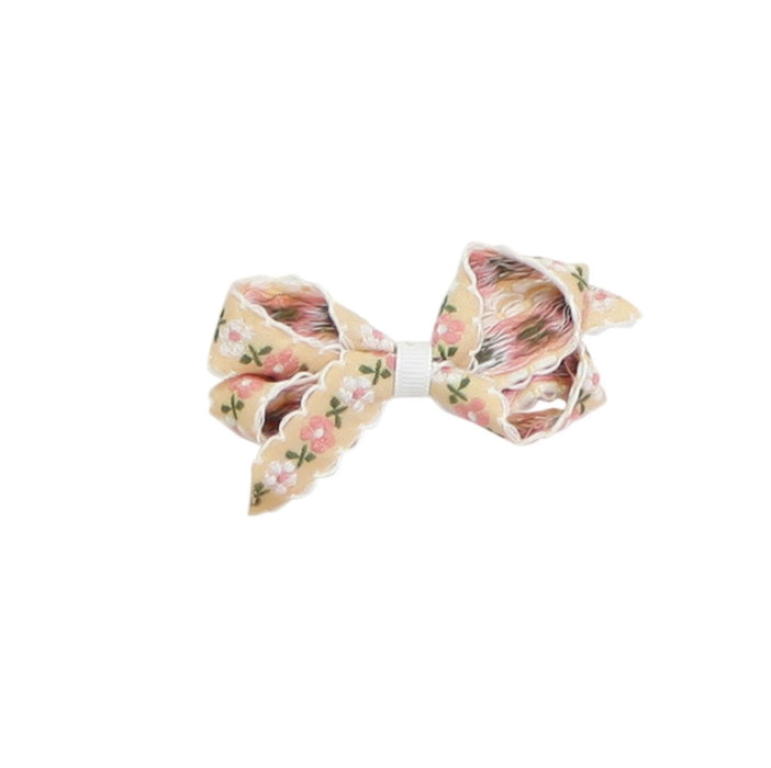 Kids Dainty Floral Embroidered Bow