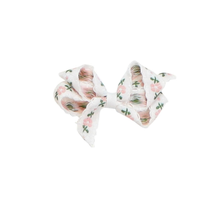 Kids Dainty Floral Embroidered Bow