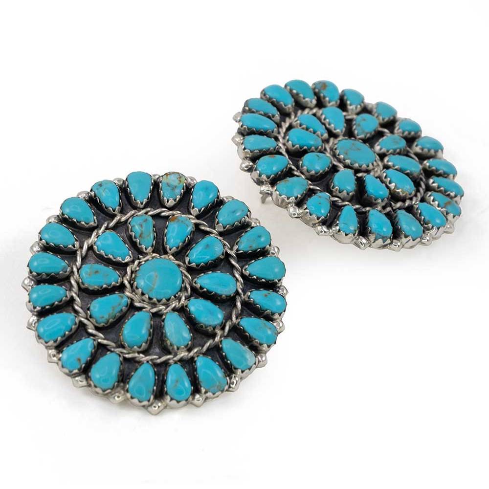 Kingman Turquoise Rosette Earrings WOMEN - Accessories - Jewelry - Earrings Sunwest Silver   