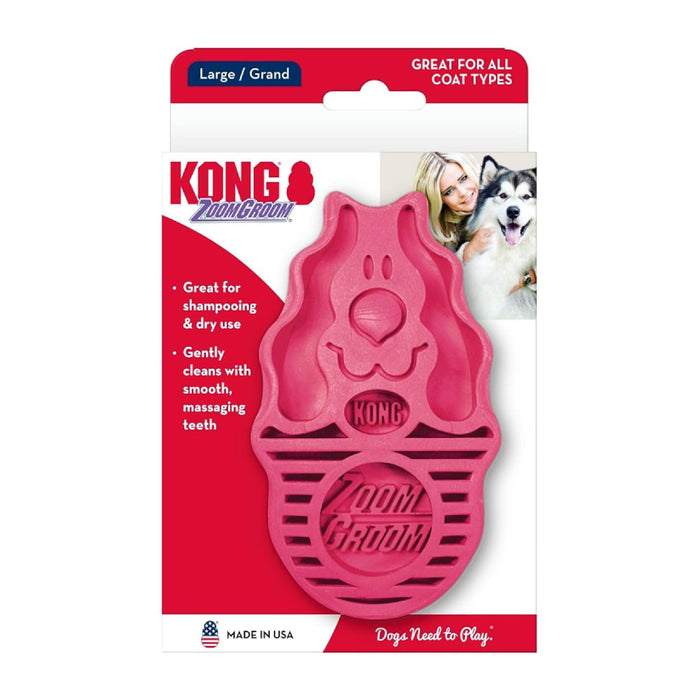 KONG Dog ZoomGroom Multi-Use Brush, Raspberry