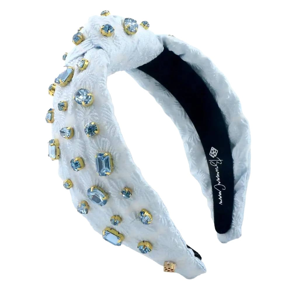 Light Blue Textured w/Crystals Headband WOMEN - Accessories - Hair Accessories Brianna Cannon   