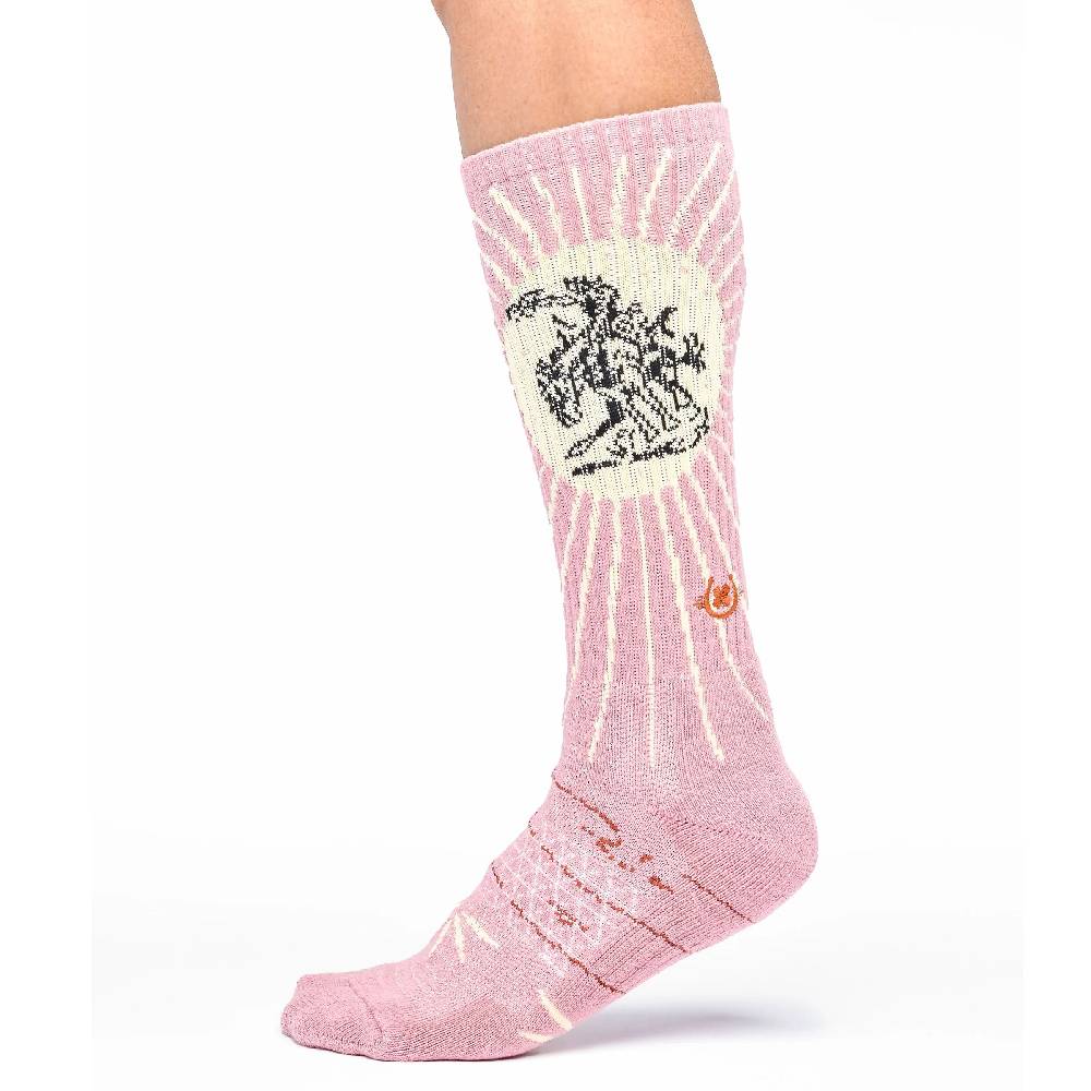 Lucky Chuck Fringe Bucking Dusty Pink Crew Socks WOMEN - Clothing - Intimates & Hosiery Lucky Chuck   