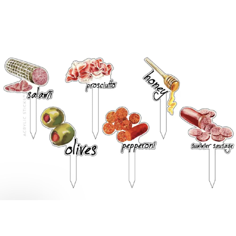 Meat Lovers Acrylic Charcuterie Sticks - 6 pk Combo HOME & GIFTS - Tabletop + Kitchen - Serveware & Utensils Acrylic Sticks   