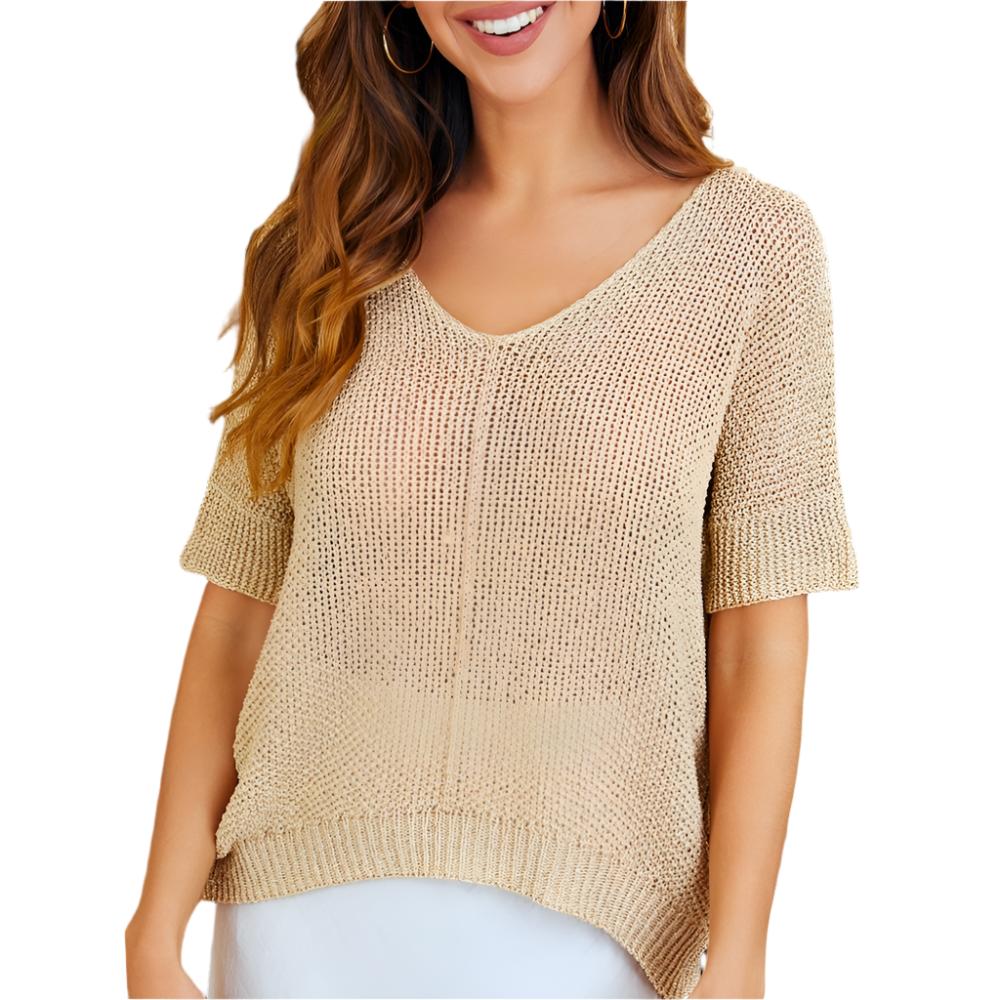 Metallic Open Knit Top WOMEN - Clothing - Tops - Short Sleeved Milio Milano   