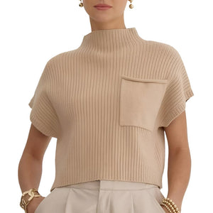 Mock Neck Cropped Sweater Top WOMEN - Clothing - Tops - Short Sleeved Entro   