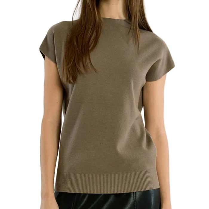 Women's High Neck Khaki Sweater