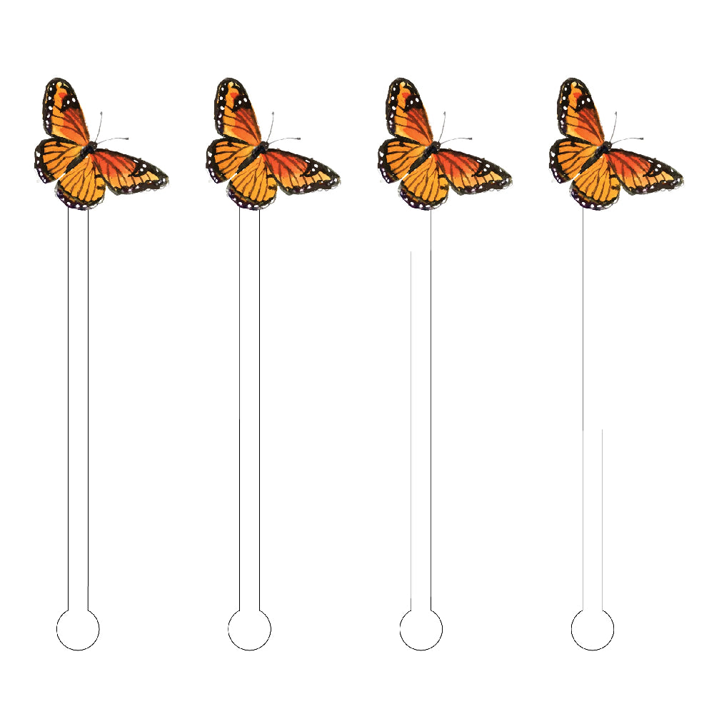 Monarch Butterfly Acrylic Stir Sticks - 4 pk HOME & GIFTS - Tabletop + Kitchen - Bar Accessories Acrylic Sticks   