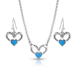 Montana Silversmiths Horseshoes On My Heart Opal Jewelry Set WOMEN - Accessories - Jewelry - Jewelry Sets Montana Silversmiths   