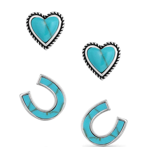 Montana Silversmith Heart & Horsehoe Turquoise Earrings WOMEN - Accessories - Jewelry - Earrings Montana Silversmiths
