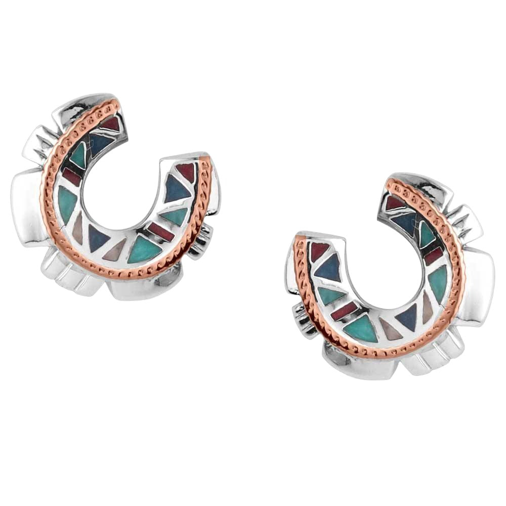 Montana Silversmiths Western Mosaic Horseshoe Earrings — Teskeys