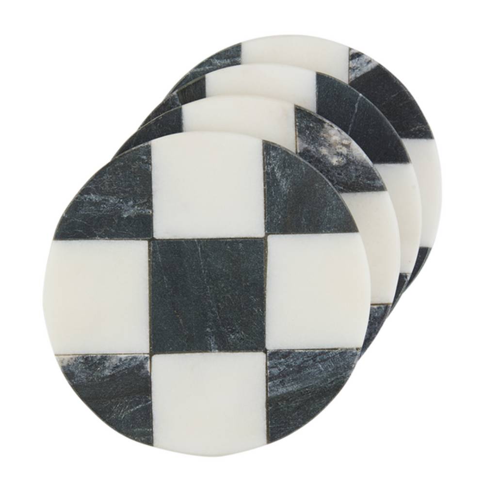 Mud Pie Circle Checkered Coaster Set HOME & GIFTS - Home Decor - Decorative Accents Mud Pie   