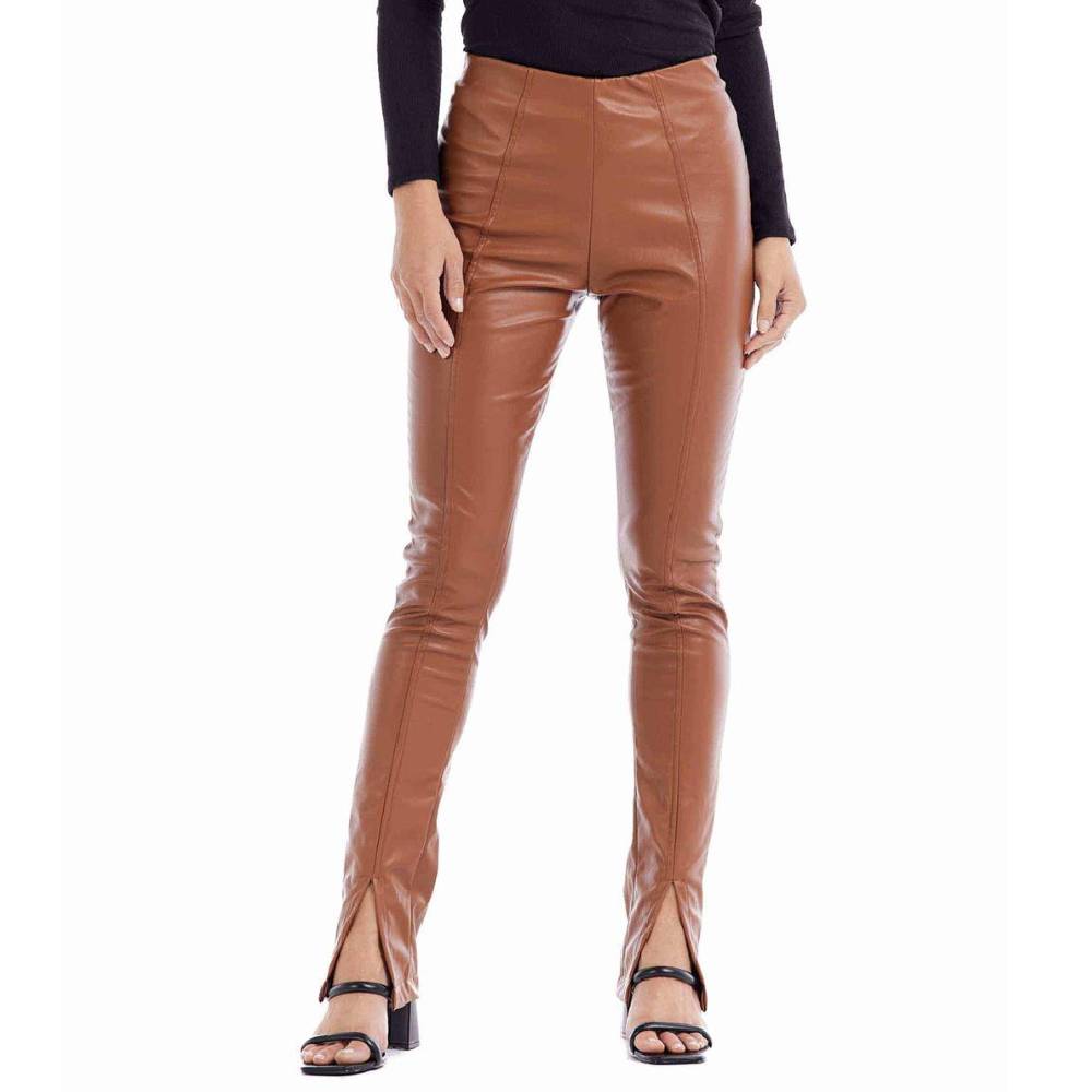 Women's Beige Leather & Faux Leather Pants & Leggings