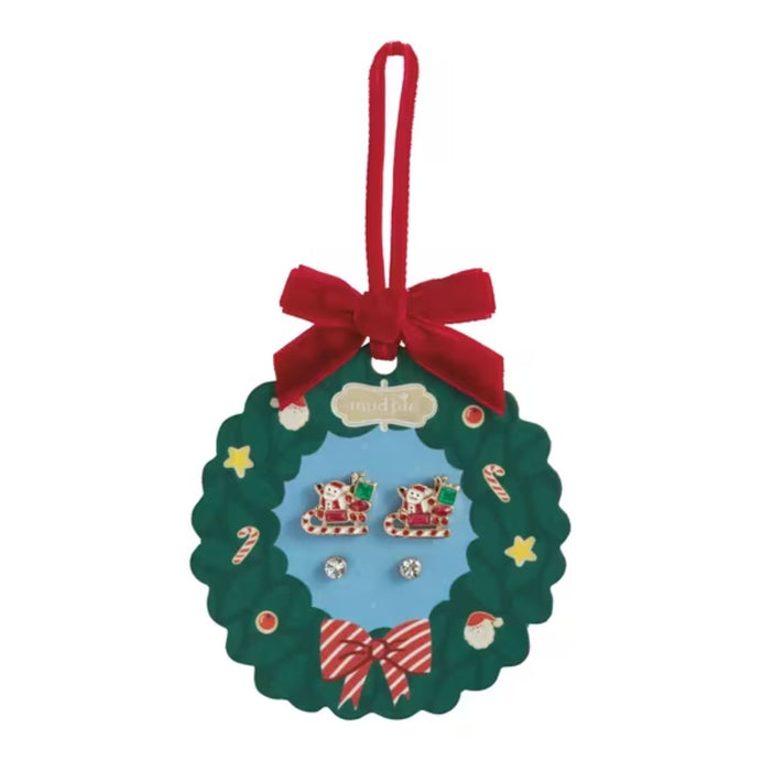 Mud Pie Kids Rhinestone Santa Earrings Set