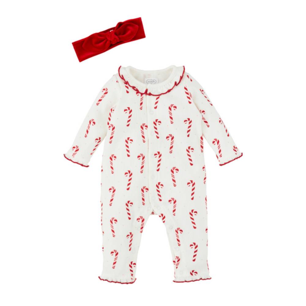 Mud Pie Baby Candy Cane Jumpsuit & Headband Set KIDS - Baby - Baby Girl Clothing Mud Pie   