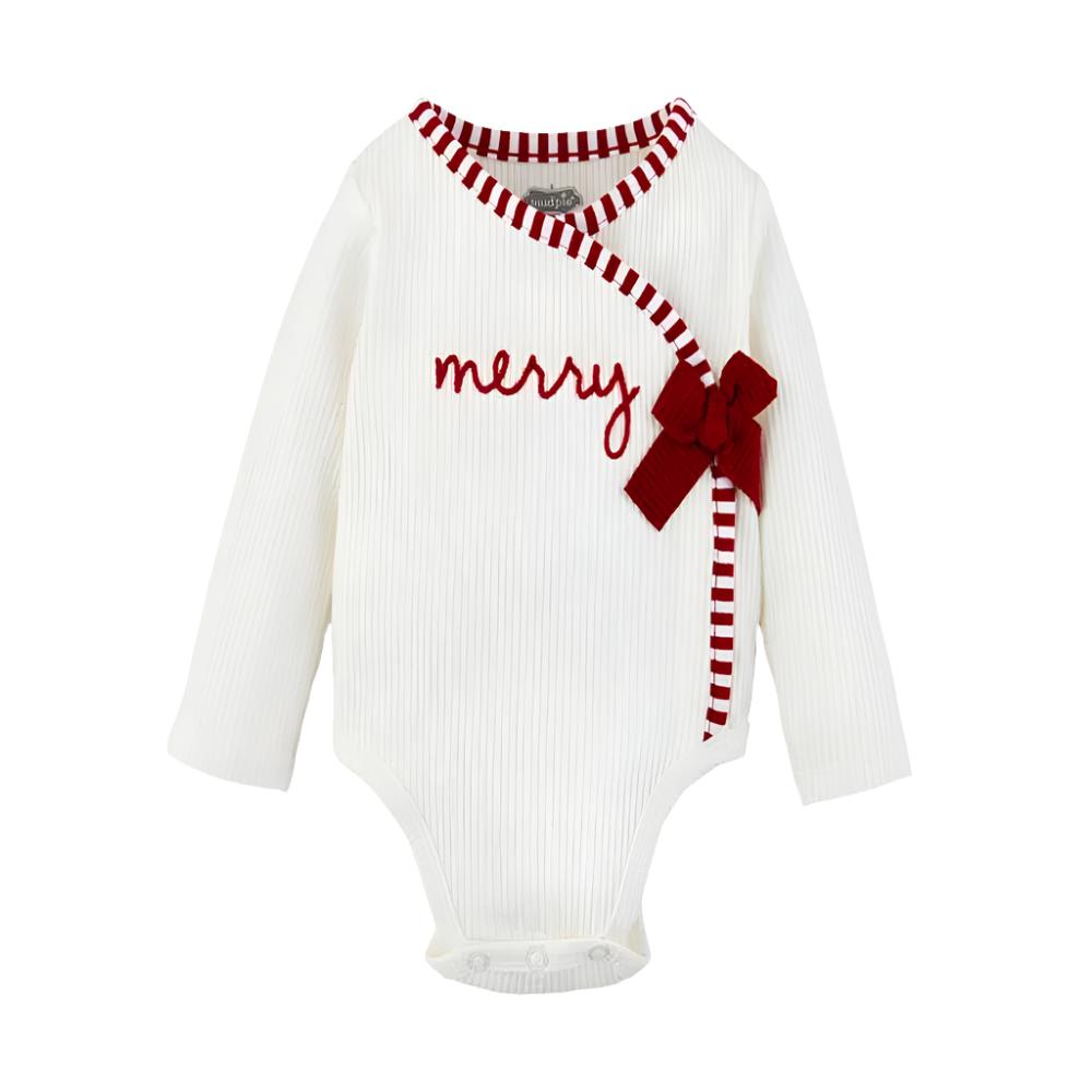 Mud Pie Baby Chain Stitched "Merry" Christmas Onesie KIDS - Baby - Baby Girl Clothing Mud Pie   