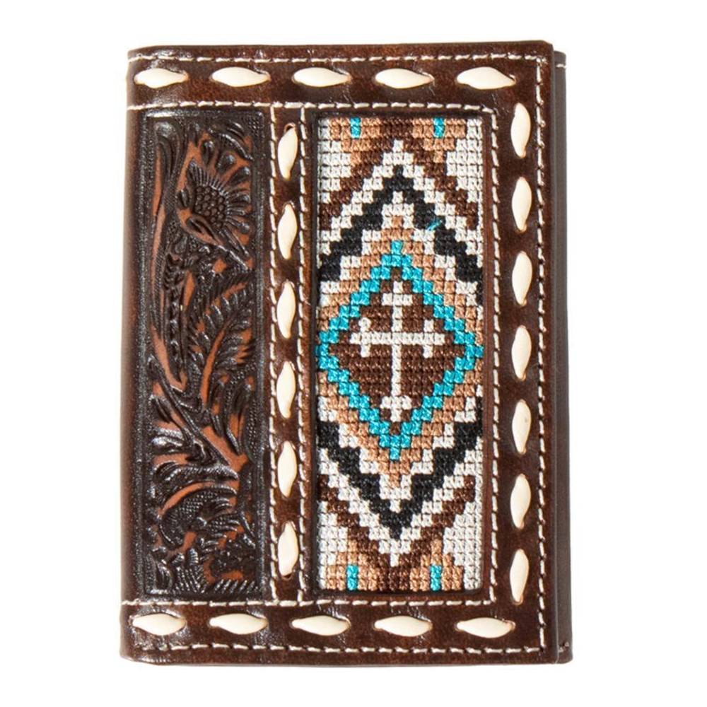 Nocona Cross Embroidered Inlay Trifold Wallet MEN - Accessories - Wallets & Money Clips M&F Western Products   