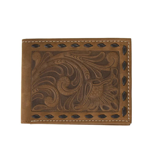 Nocona Floral Embossed Chocolate Buck Lace Bifold Wallet MEN - Accessories - Wallets & Money Clips M&F Western Products   