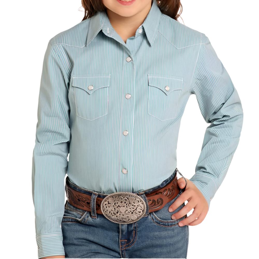 Panhandle Girl's Turquoise Stripe Shirt - FINAL SALE KIDS - Girls - Clothing - Tops - Long Sleeve Tops Panhandle