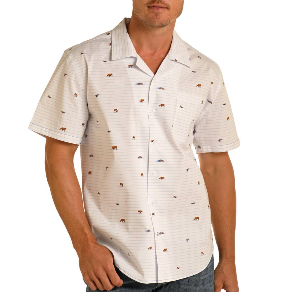 Panhandle Men's Cattle Stripe Print Shirt MEN - Clothing - Shirts - Long Sleeve Shirts Panhandle   