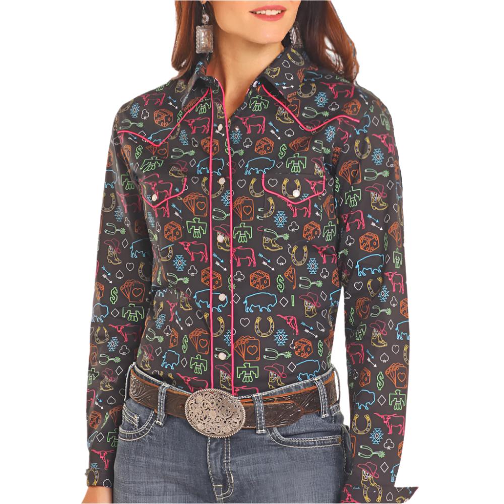 Panhandle Women's Neon Novelty Print Shirt WOMEN - Clothing - Tops - Long Sleeved Panhandle   