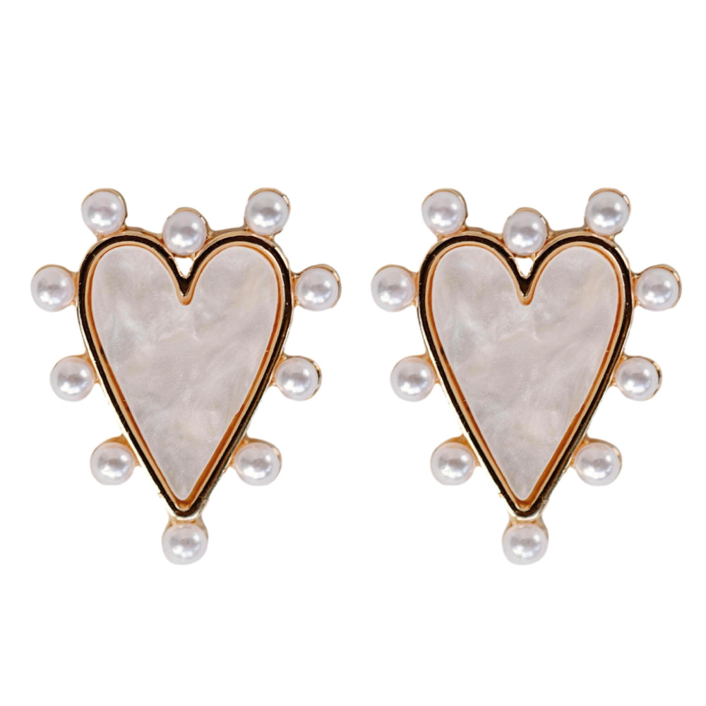 Pearl Studded Pink Heart Earrings WOMEN - Accessories - Jewelry - Earrings St Armands Design of Sarasota   