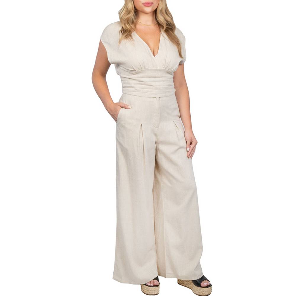 Pleated Linen Pants & Top Set WOMEN - Clothing - Tops - Short Sleeved KLD   