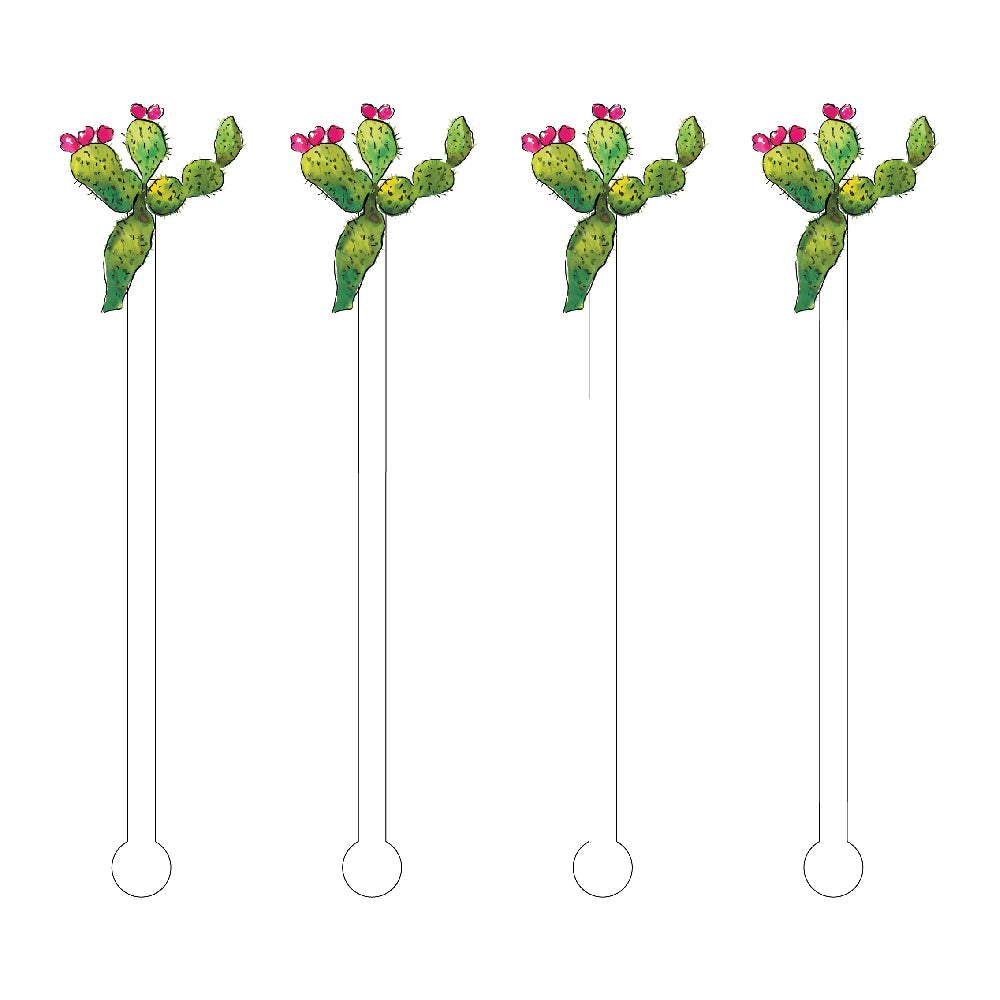 Prickly Pear Cactus Acrylic Stir Sticks - 4 pk HOME & GIFTS - Tabletop + Kitchen - Bar Accessories Acrylic Sticks   