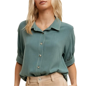 Puff Sleeve Linen Top