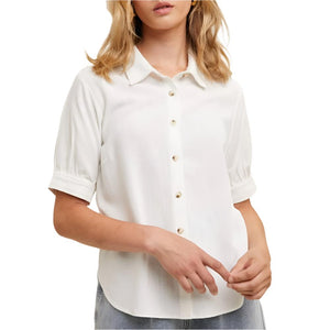 Puff Sleeve Linen Top WOMEN - Clothing - Tops - Short Sleeved WISHLIST   